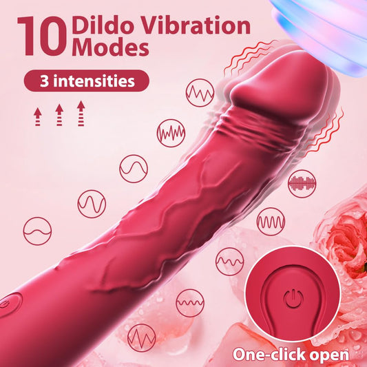 7.6 Inch Realistic Dildo Vibrator for Women,10 Powerful Vibration Modes for Clitoral and G-spot Stimulation, Waterproof Rose Adult Sex Toys for Women and Couples