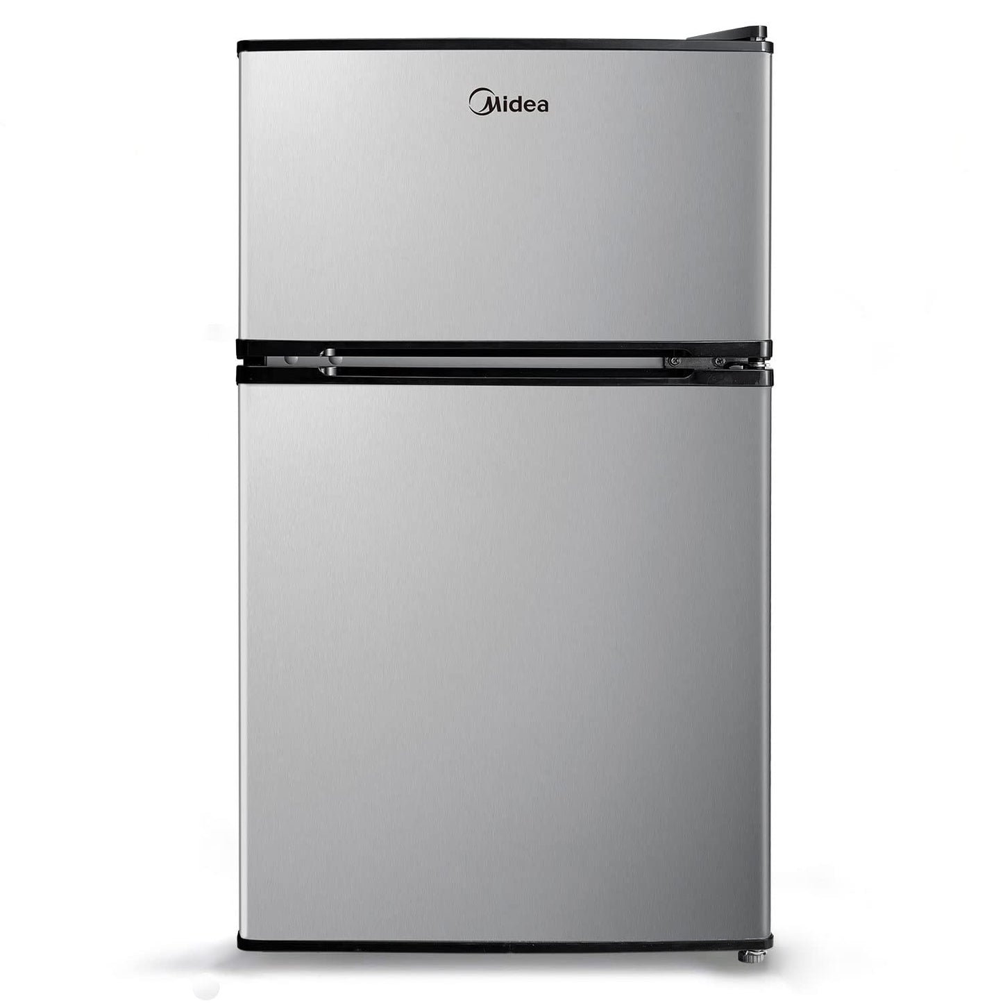 Midea WHD-113FSS1 Compact Refrigerator, 3.1 cu ft, Stainless Steel & TOSHIBA EM131A5C-SS Countertop Microwave Oven, 1.2 Cu Ft with 12.4" Turntable, Smart Humidity Sensor with 12 Auto Menus