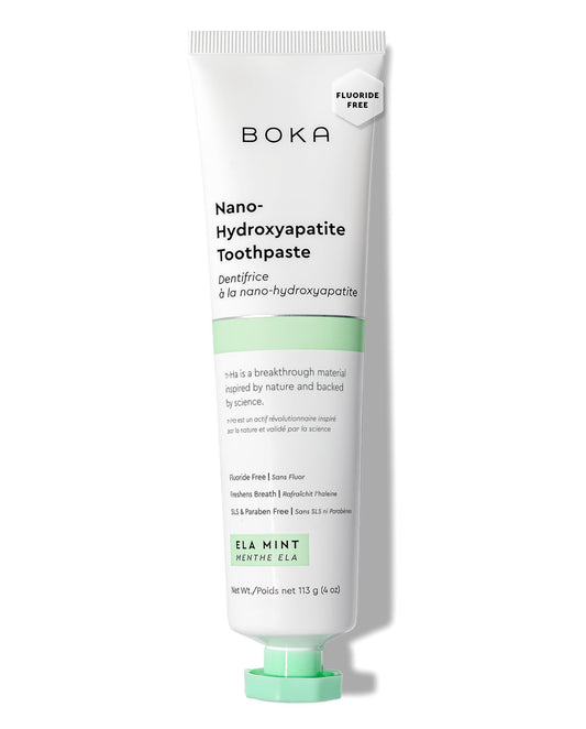 Boka Fluoride Free Toothpaste, Nano Hydroxyapatite Toothpaste, Appropriate for Sensitive Teeth - for Adult Oral Care - Ela Mint Flavor, 4 Fl Oz 1Pk