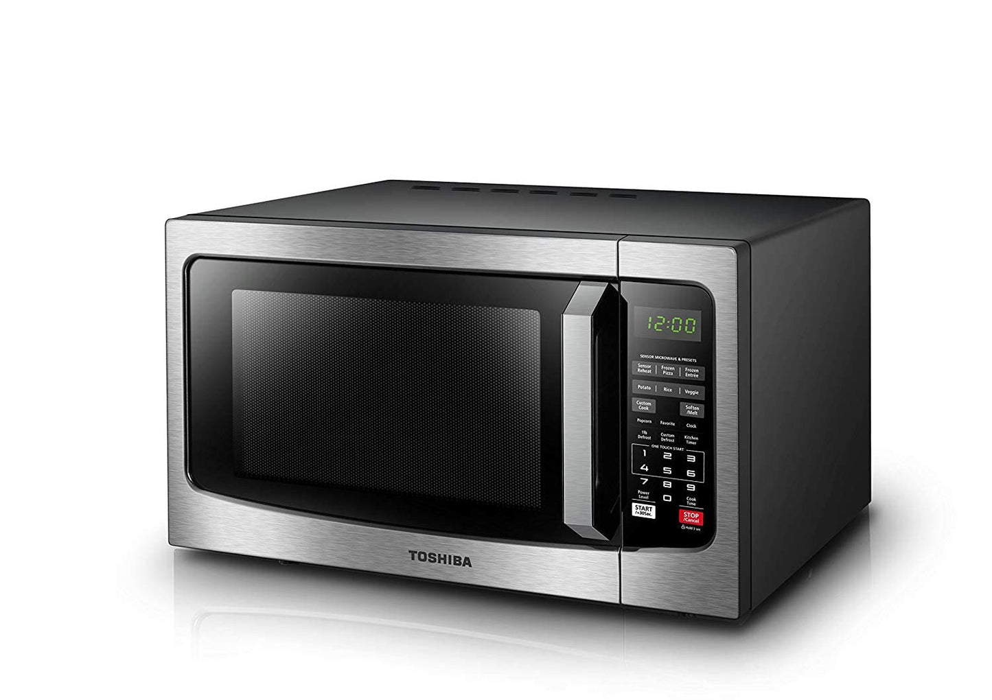 Midea WHD-113FSS1 Compact Refrigerator, 3.1 cu ft, Stainless Steel & TOSHIBA EM131A5C-SS Countertop Microwave Oven, 1.2 Cu Ft with 12.4" Turntable, Smart Humidity Sensor with 12 Auto Menus
