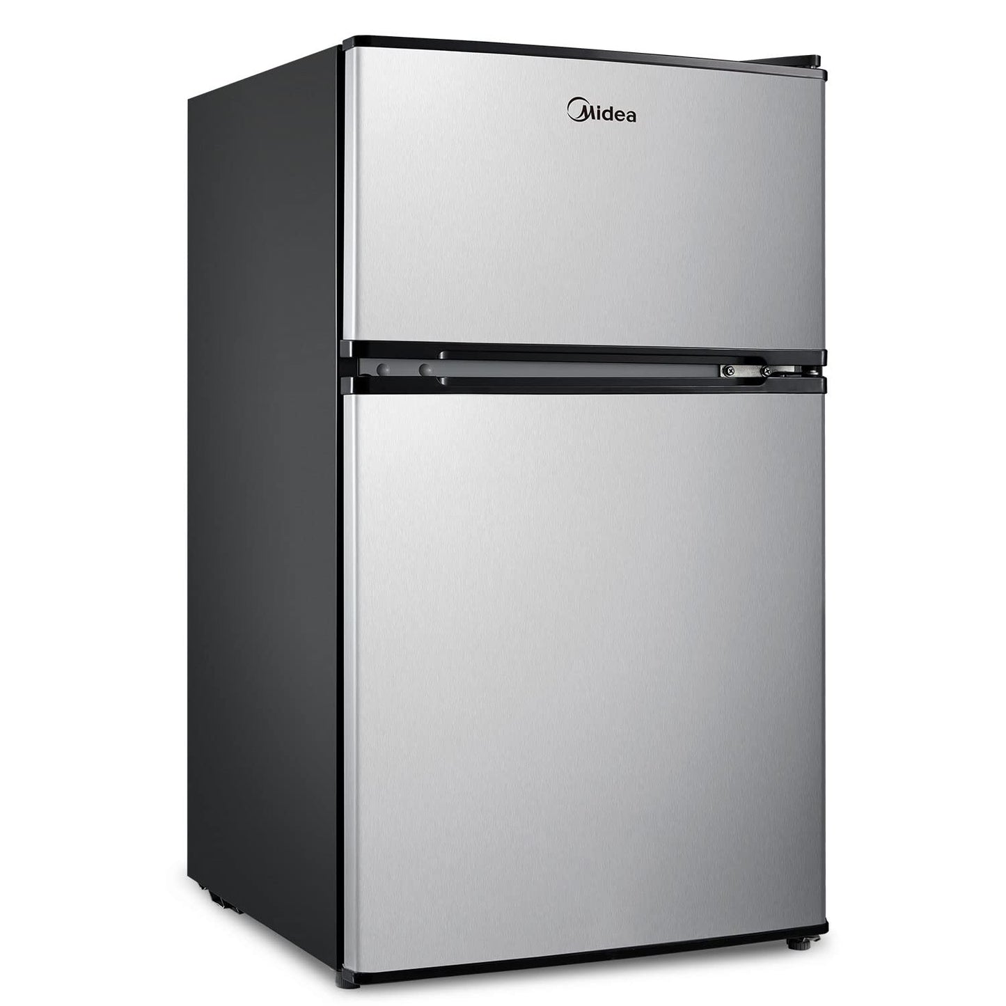 Midea WHD-113FSS1 Compact Refrigerator, 3.1 cu ft, Stainless Steel & TOSHIBA EM131A5C-SS Countertop Microwave Oven, 1.2 Cu Ft with 12.4" Turntable, Smart Humidity Sensor with 12 Auto Menus