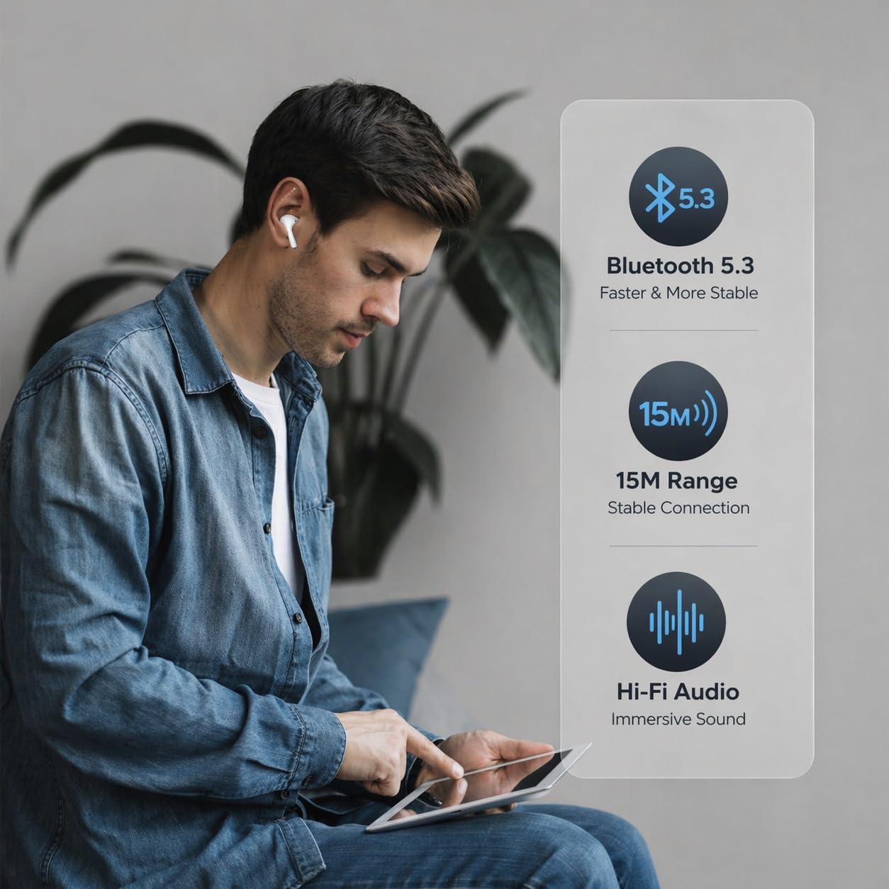 Wireless Earbuds Pro 3, Bluetooth 5.3 Noise Cancelling Ear buds with ANC,Immersive Stereo Sound,ENC Clear Calls,30H Playtime,IPX5 Waterproof,Touch Control,In-Ear Headphones for iPhone/ Android (white)