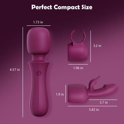 Vibrator Wand Kits Couple Sex Toys with 2 Attachments 10 Patterns for Clit G Spot Clitoral Stimulator, Penis Vibrator Male Masturbator for Glans Massage, Erotic Massage Kits Gift Sets for Women Men