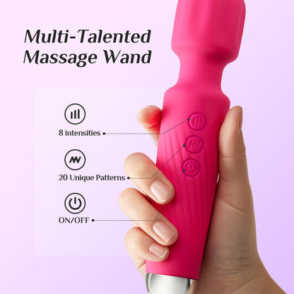 Vibrator Wand Vibrators | Sex Toys Vibrator Dildo for Women | Adult Toys with 20 Patterns & 8 Speeds, USB Rechargeable Vibrating Clitoral Stimulator Sex Toy | Gifts for Women (Rose)