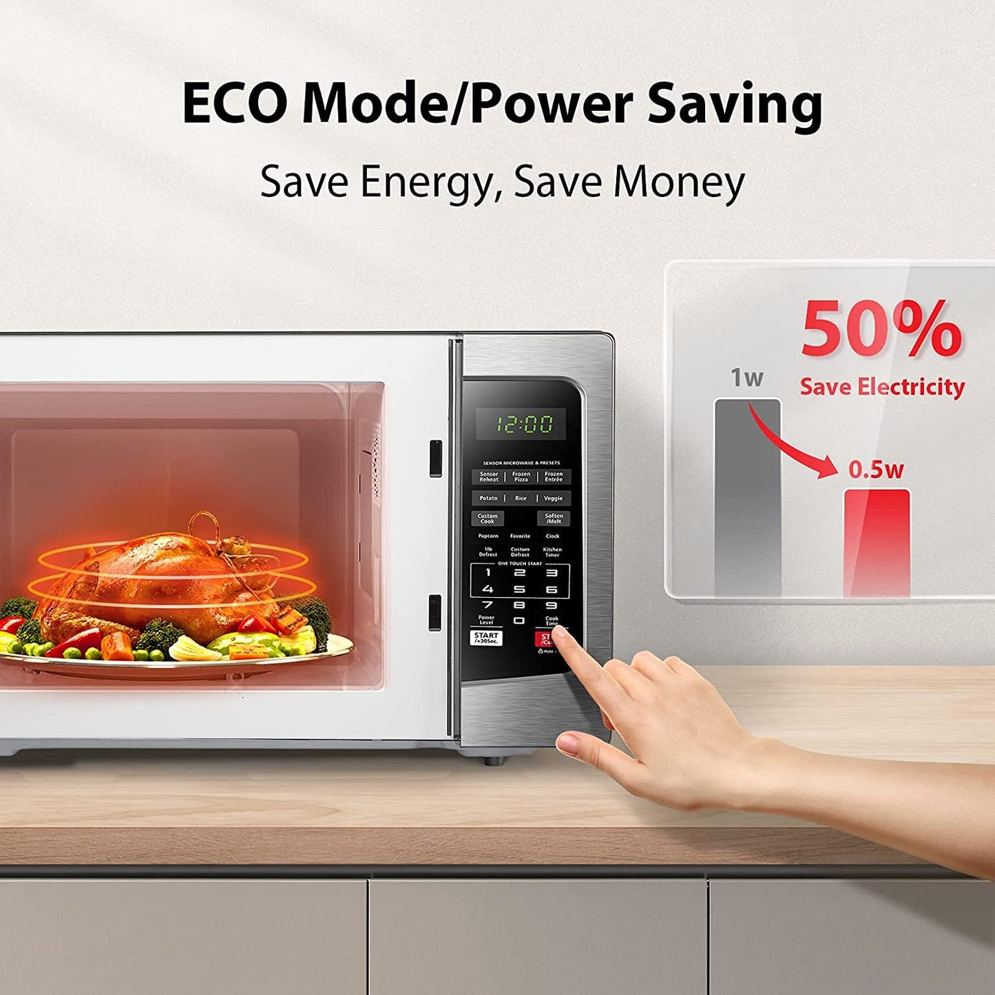Midea WHD-113FSS1 Compact Refrigerator, 3.1 cu ft, Stainless Steel & TOSHIBA EM131A5C-SS Countertop Microwave Oven, 1.2 Cu Ft with 12.4" Turntable, Smart Humidity Sensor with 12 Auto Menus