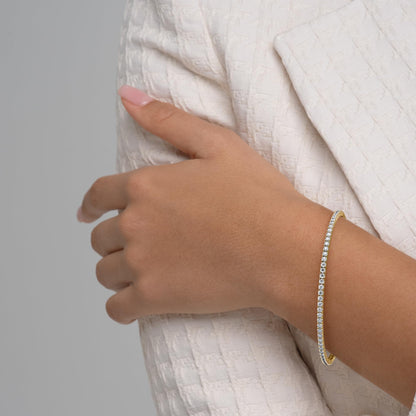 PRIVOSA Diamond Tennis Bracelet for Women and Men - Solid 14k Gold - 3 Carat Lab Grown Diamonds (E-F, VS1) - Luxury Gold Diamond Jewelry Gifts for Her