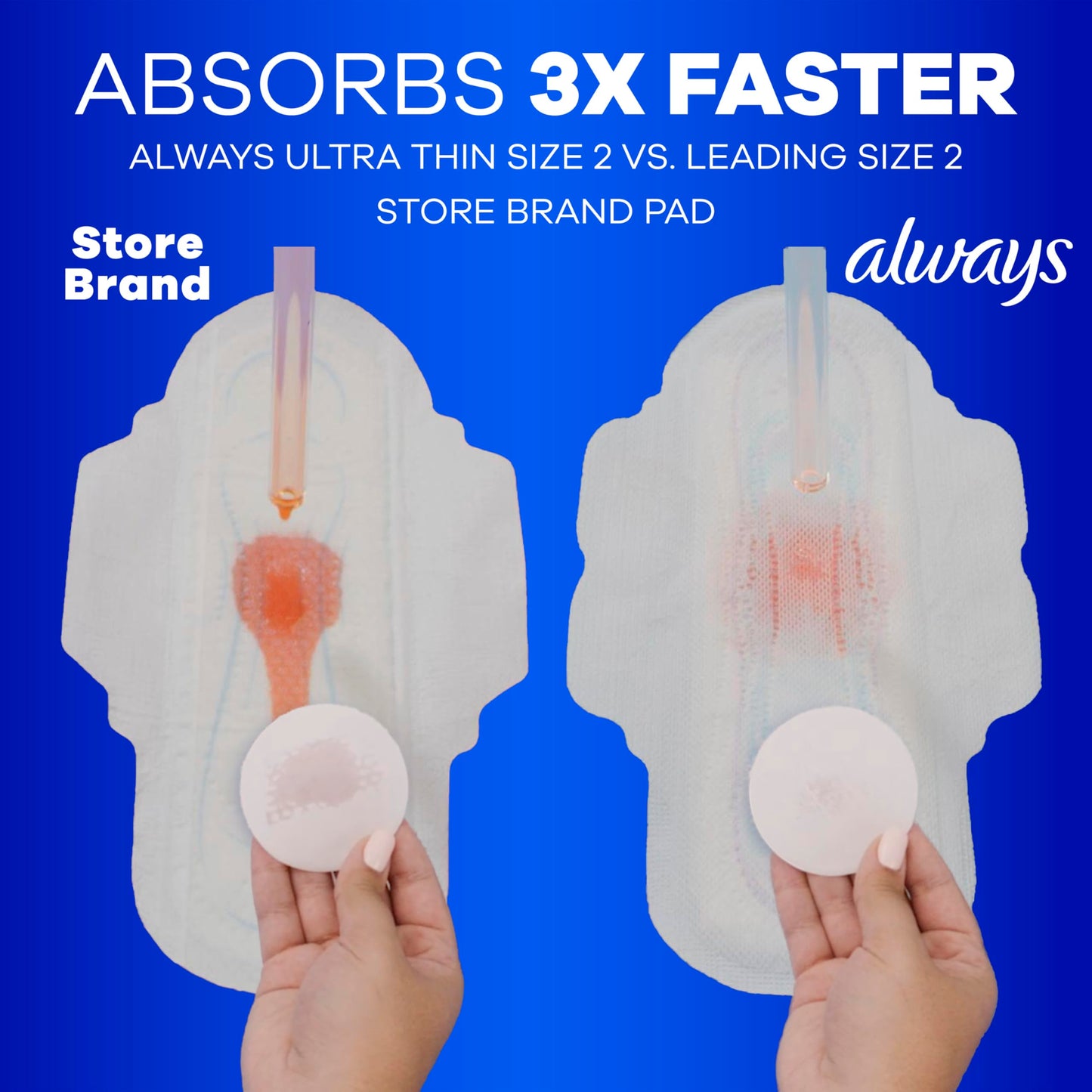 Always Ultra Thin Feminine Pads Without Wings for Women, Size 1, Regular Absorbency, Unscented, Up to 100% Leak-Free Protection, 44 Count x 3, 132 Count Total