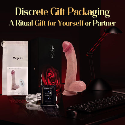 Mrgras Sex Toys Thrusting Dildo Vibrator, 3 Pulsation Thrusting & 5 Vibration Mode 8.5 Inch Realistic Dildo Penis for Clitoral G Spot Anal Stimulate Liquid Silicone Suction Cup Adult Sex Toys Advanced