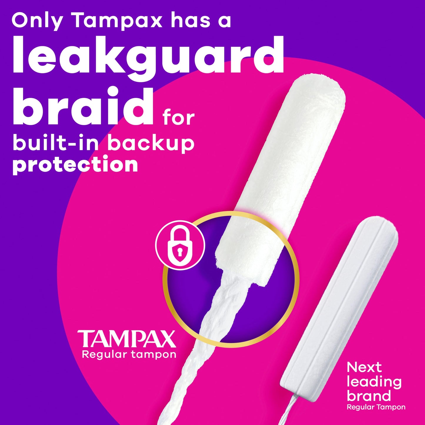 Tampax Radiant Tampons for Women, with LeakGuard Braid, Regular Absorbency, Unscented, 84 Count (3 Packs of 28), Packaging May Vary