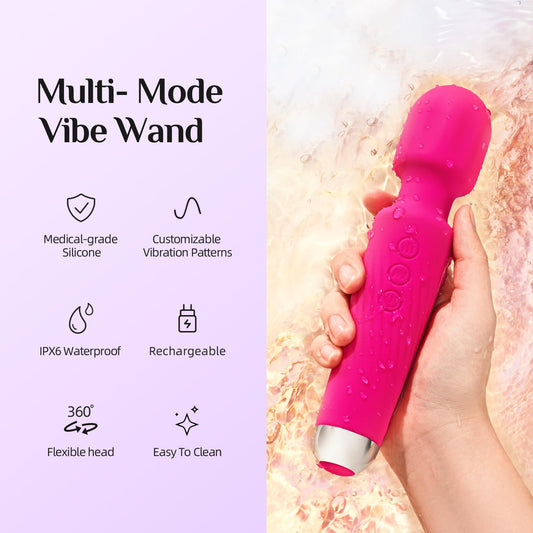 Vibrator Wand Vibrators | Sex Toys Vibrator Dildo for Women | Adult Toys with 20 Patterns & 8 Speeds, USB Rechargeable Vibrating Clitoral Stimulator Sex Toy | Gifts for Women (Rose)