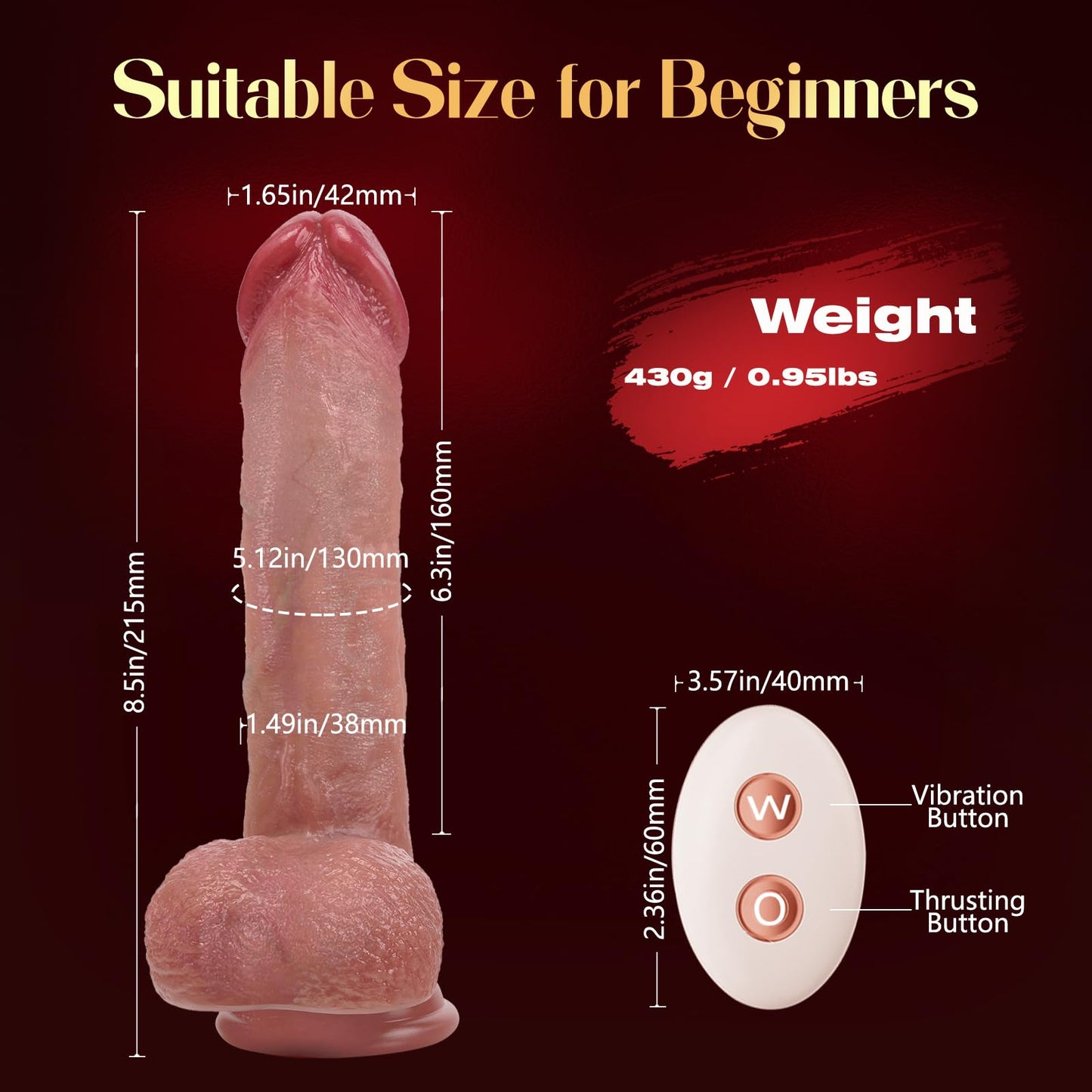 Mrgras Sex Toys Thrusting Dildo Vibrator, 3 Pulsation Thrusting & 5 Vibration Mode 8.5 Inch Realistic Dildo Penis for Clitoral G Spot Anal Stimulate Liquid Silicone Suction Cup Adult Sex Toys Advanced