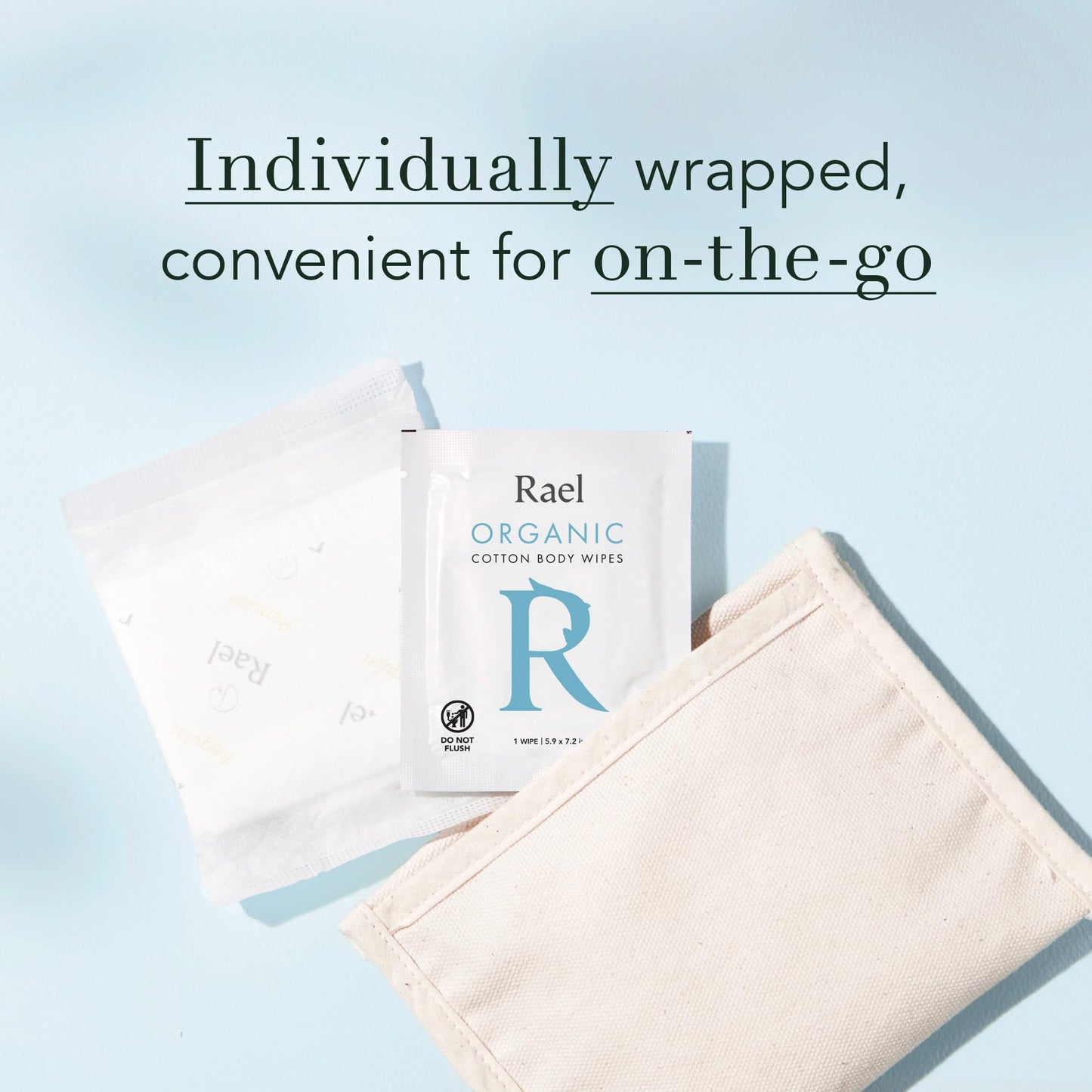 Rael Organic Cotton Wipes - Body Cloth, Individually Wrapped, All Skin Types (10 Count, Pack of 2)