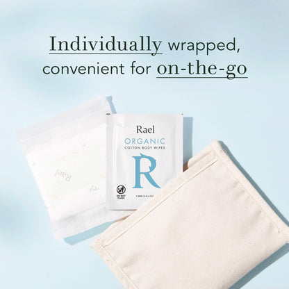 Rael Organic Cotton Wipes - Body Cloth, Individually Wrapped, All Skin Types (10 Count, Pack of 2)