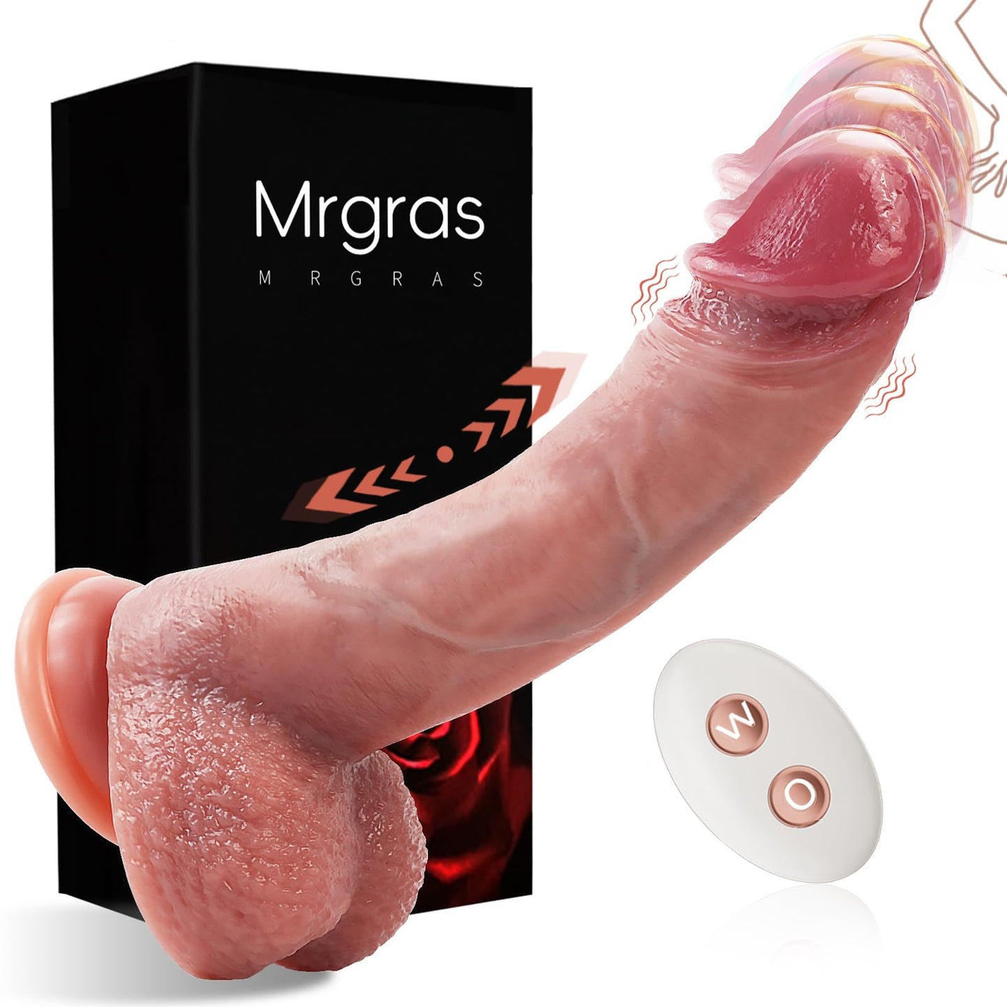 Mrgras Sex Toys Thrusting Dildo Vibrator, 3 Pulsation Thrusting & 5 Vibration Mode 8.5 Inch Realistic Dildo Penis for Clitoral G Spot Anal Stimulate Liquid Silicone Suction Cup Adult Sex Toys Advanced