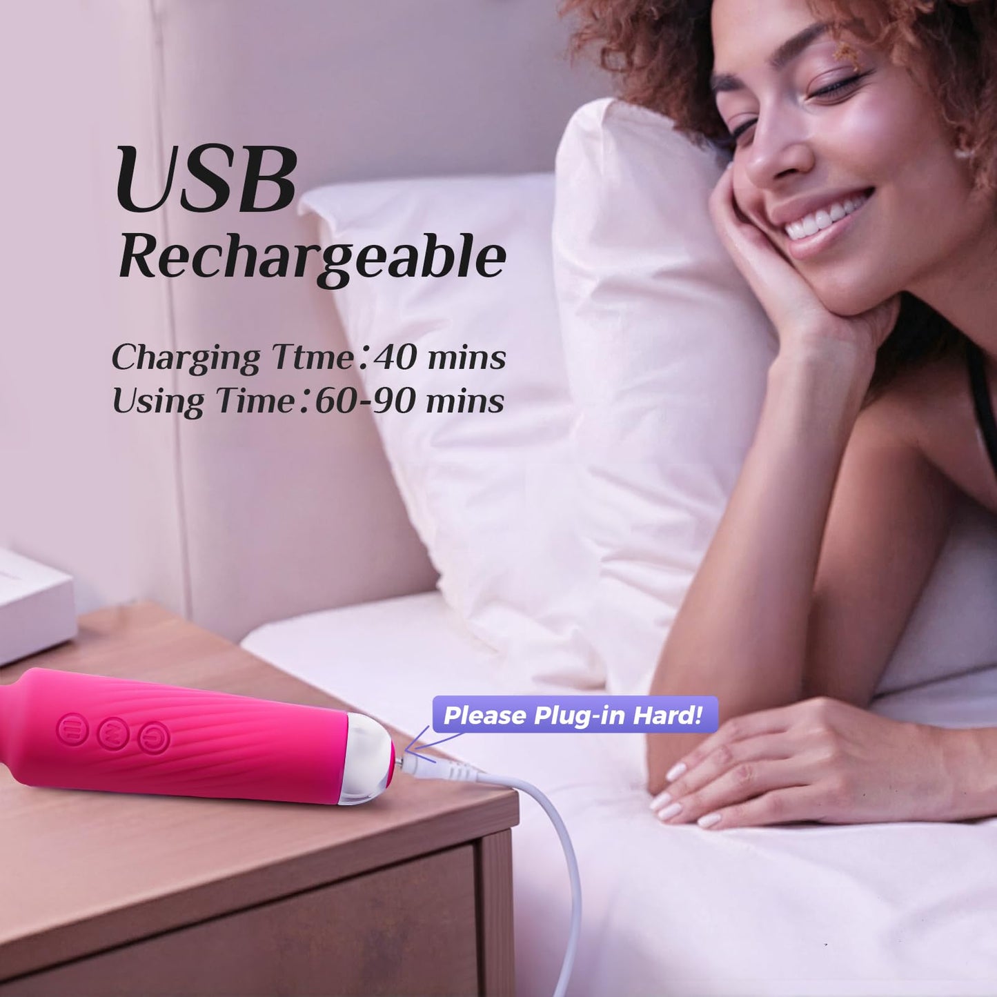Vibrator Wand Vibrators | Sex Toys Vibrator Dildo for Women | Adult Toys with 20 Patterns & 8 Speeds, USB Rechargeable Vibrating Clitoral Stimulator Sex Toy | Gifts for Women (Rose)