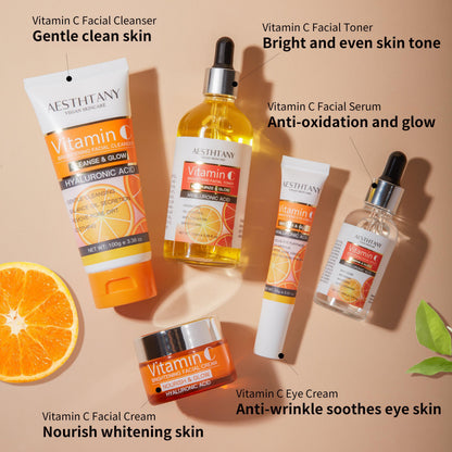 Vitamin C Skin Care Set Moisturizing Hyaluronic Acid Skin Care Kit,Face Cream,Face Serum,Eye Cream, Toner For Hydrating Skin, Anti-Aging Skin,5PCS For Women Beauty Set Gift Set