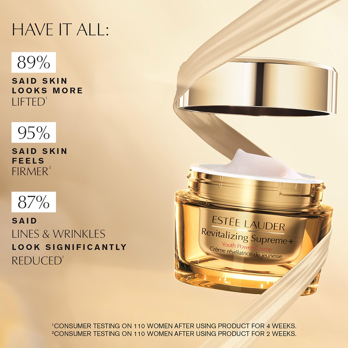 Estée Lauder Revitalizing Supreme+ Youth Power Cream | Face Moisturizer with Hyaluronic Acid & Peptides | Anti-Aging, 2.5 Ounce