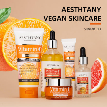 Vitamin C Skin Care Set Moisturizing Hyaluronic Acid Skin Care Kit,Face Cream,Face Serum,Eye Cream, Toner For Hydrating Skin, Anti-Aging Skin,5PCS For Women Beauty Set Gift Set