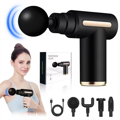 6 Speeds 4 Heads, Portable Fascial Gun Deep Tissue Massager, Muscle Fatigue Relief for Gym Travel, Gift