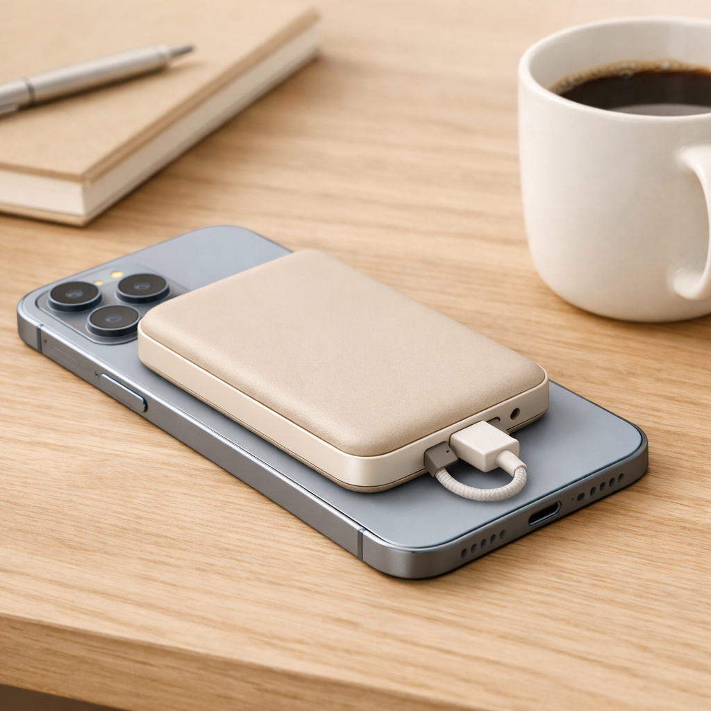 Magnetic Wireless Power Bank with Built-In Cable